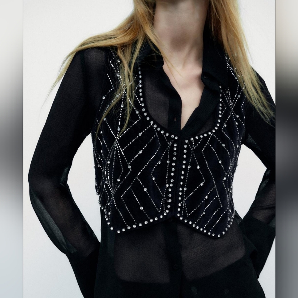 NWT Zara Velvet Vest